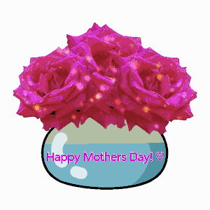 a happy mother 's day greeting card with a vase of pink roses