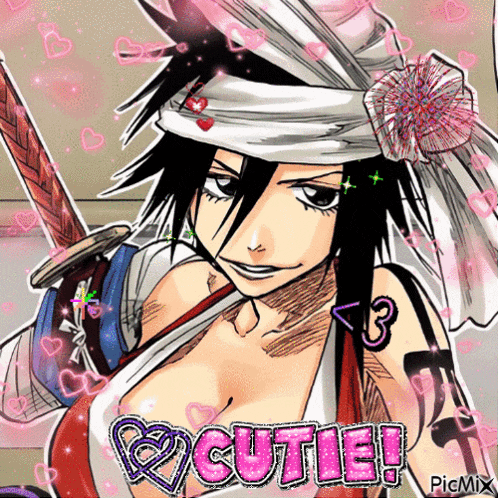 a picture of a girl with a sword and the words cutie