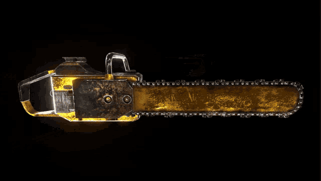 a close up of a chainsaw with a bright light coming out of it