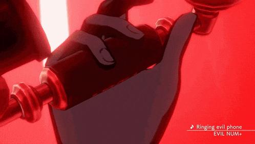 a ringing evil phone evil num + is displayed on a red background