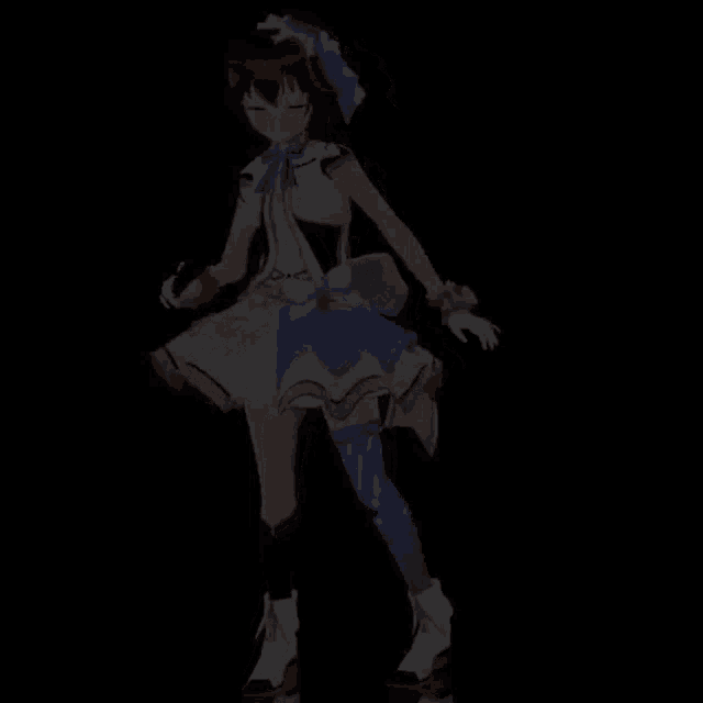 a girl in a dress is dancing in the dark .
