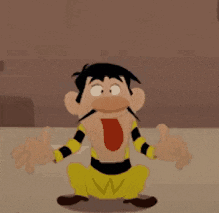 a cartoon character is giving a thumbs up