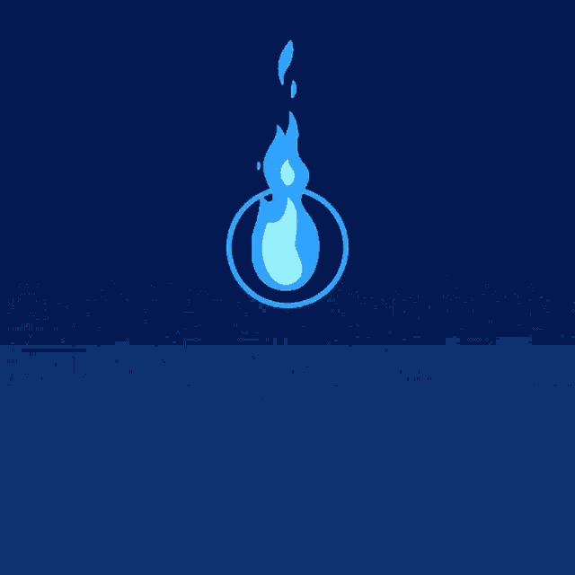 a blue circle with a blue flame in the middle