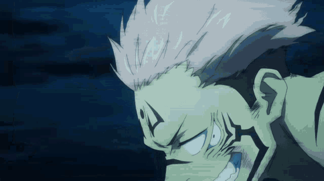a close up of a person 's face with a very angry expression