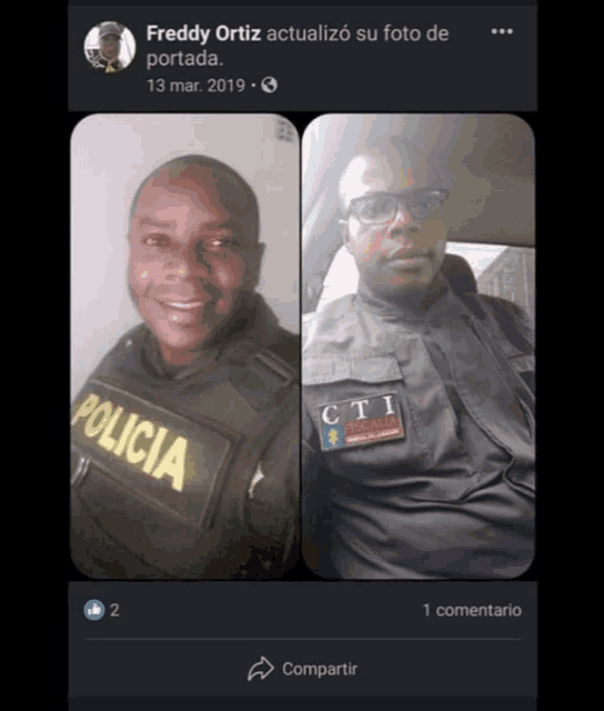 freddy ortiz posted a picture of himself in a policia uniform