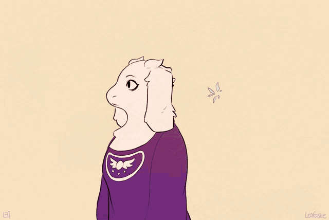 a drawing of a goat and a bird with the letters ei on the bottom left