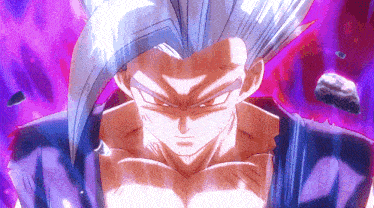 a close up of a cartoon character 's face with a purple background