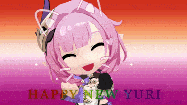 a picture of a girl with the words happy new yuri