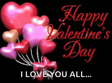 a valentine 's day card with a bunch of hearts and the words `` i love you all ''