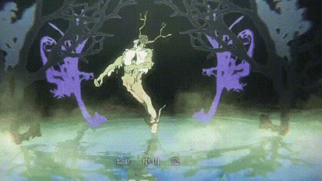 a cartoon of a man standing in the water with purple shadows