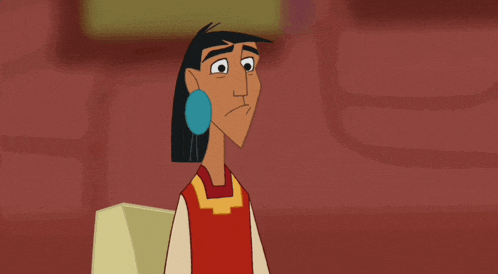 a cartoon character with a blue earring is wearing a red shirt