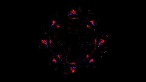 a black background with red and purple triangles