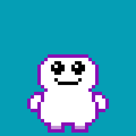 a pixel art of a ghost with a speech bubble that says boo