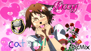 a picture of a boy with a cat ear and the name gay
