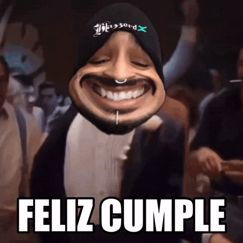 a caricature of a man with the words feliz cumple written on the bottom