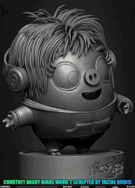 a statue of courtney from the angry birds movie 2