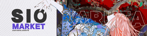 a banner for sio market shows a girl in a blue dress