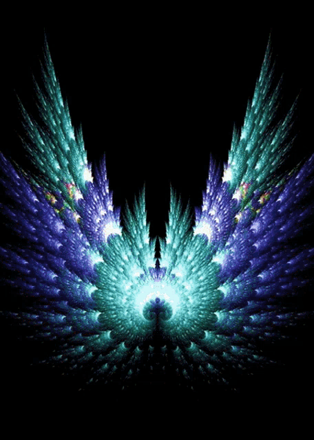 a computer generated image of a heart surrounded by green wings