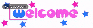 a pink and blue welcome sign with stars