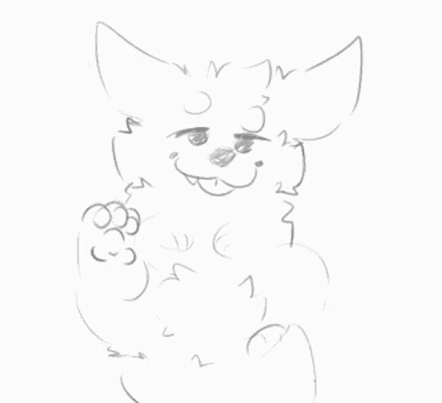 a black and white drawing of a dog with a funny face .
