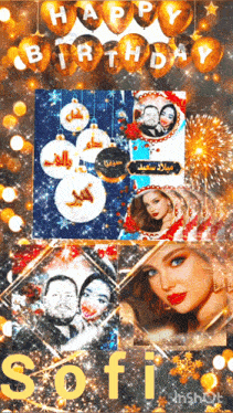 a collage of images with the word sofi in yellow
