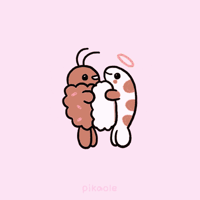 a pink heart with two cartoon characters inside of it and the word pikagle on the bottom