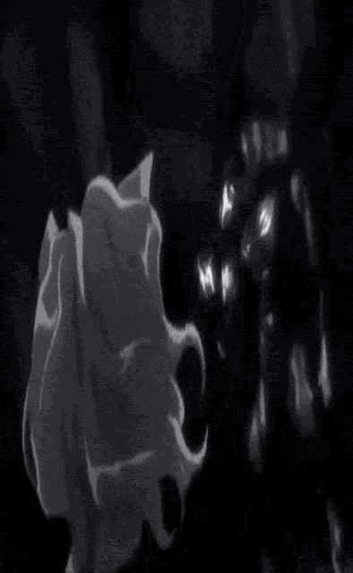 a black and white photo of a person 's face being splashed with water in a dark room .