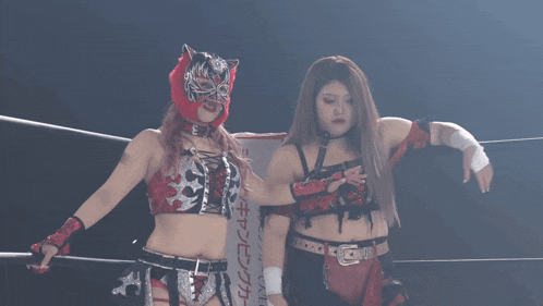 a woman in a wrestling ring with a sign that says dream on it