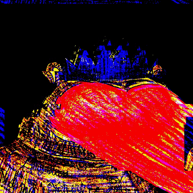 a colorful drawing of a heart and a crown