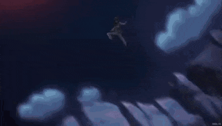 a person is falling through a cloud of smoke .