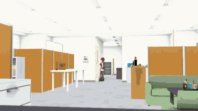 a computer generated image of a room with a sign that says ' a ' on it