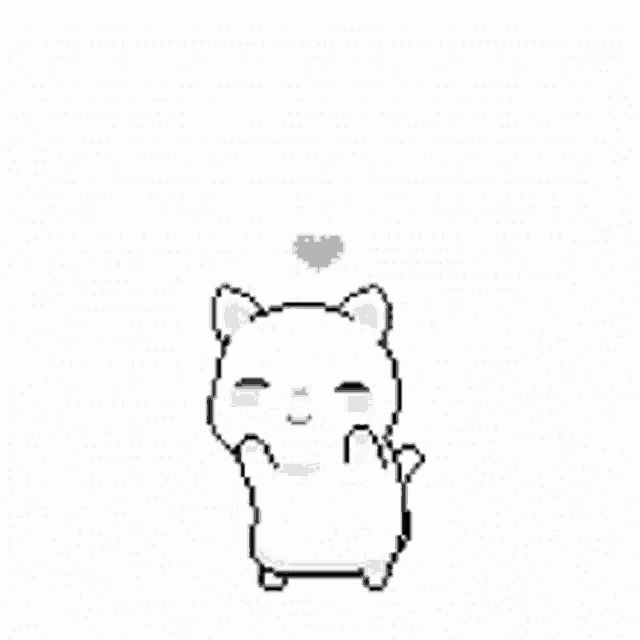 a pixel art drawing of a cat with a heart above its head .
