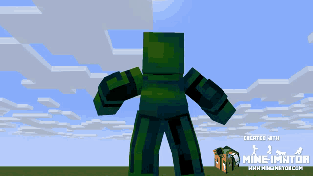 a screenshot of a minecraft game with the words mine imator on the bottom