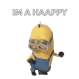 a minion from the movie despicable me is dancing and waving .