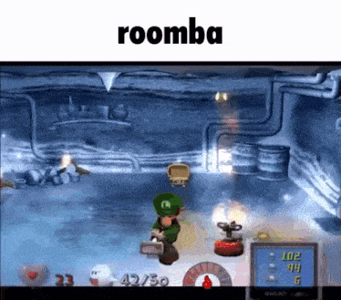 a video game called roomba is being played on a tv screen .