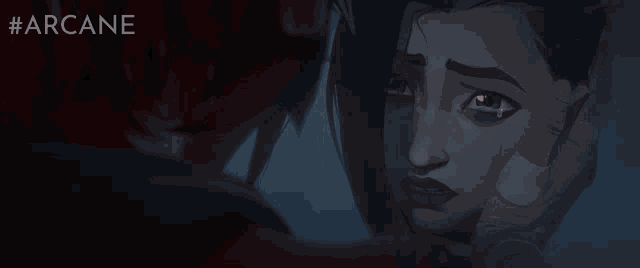 a poster for arcane shows a woman crying