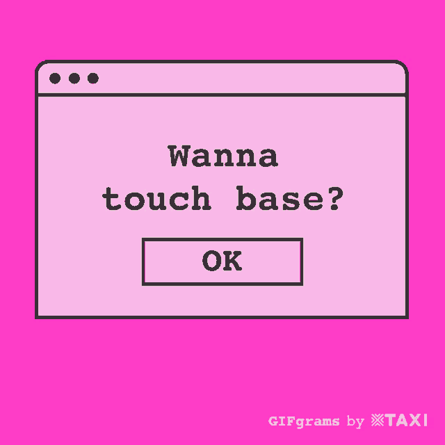 a hand is pointing to an ok button on a pink background