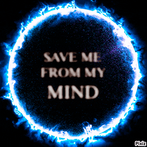 a blue circle with the words save me from my mind