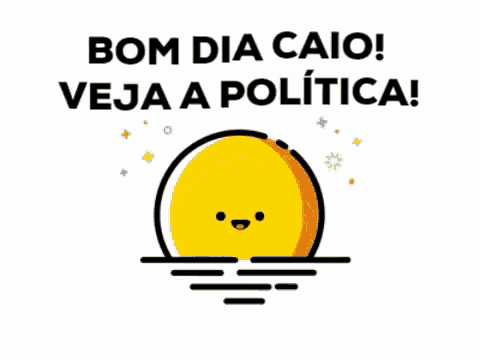 a cartoon sun with a face and the words bom dia caio veja a politica below it