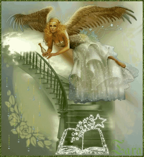a fairy is sitting on a set of stairs