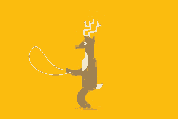 a cartoon reindeer jumping a jump rope with the word hup behind him