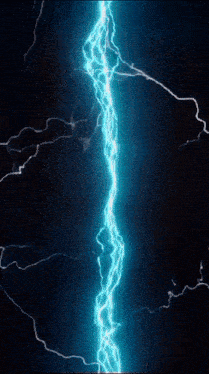 a blue lightning bolt strikes against a dark background