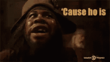 a man with a beard and eye patch says " disrespectful yo "