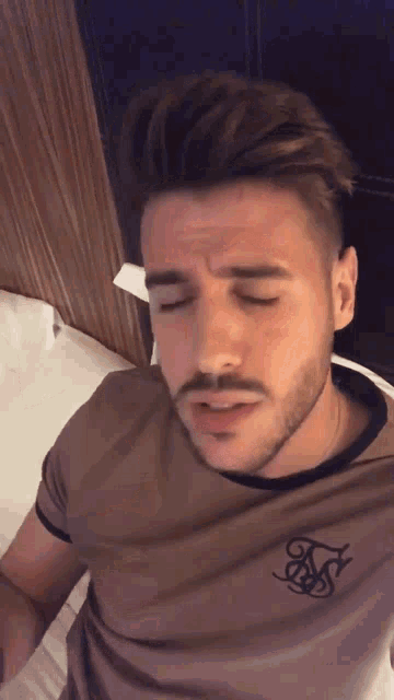 a man with a beard is wearing a siksilk t-shirt