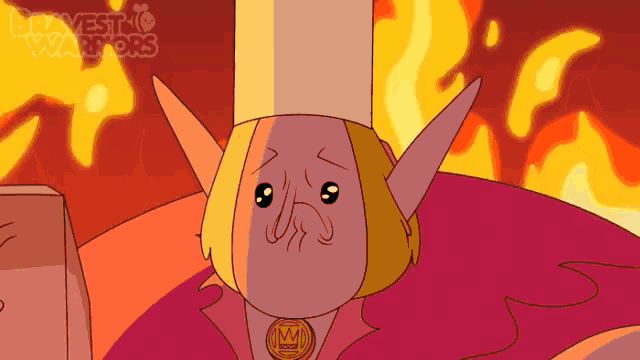 a cartoon character is wearing a chef 's hat and a necklace with a w on it