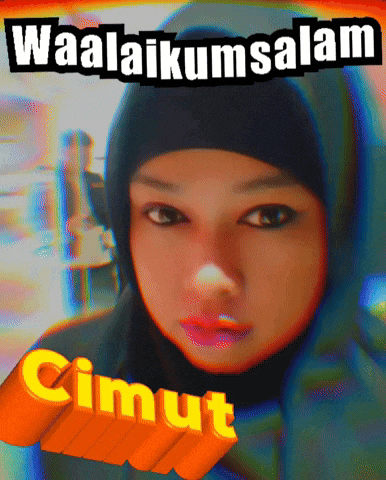 a woman wearing a hijab with the words waalaikumsalam cimat