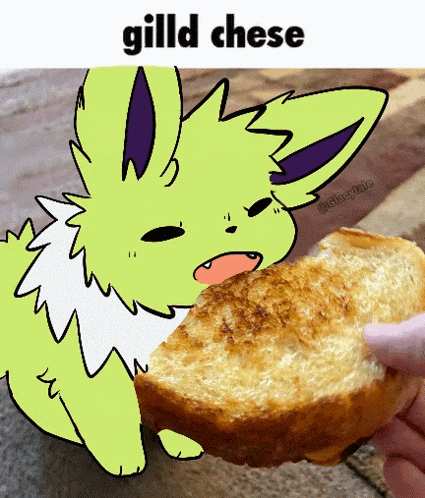a cartoon drawing of a cat eating a piece of bread with the caption gild cheese