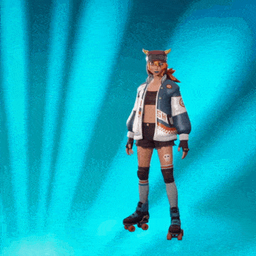 a person on roller skates is holding a bat with the letter sh on it