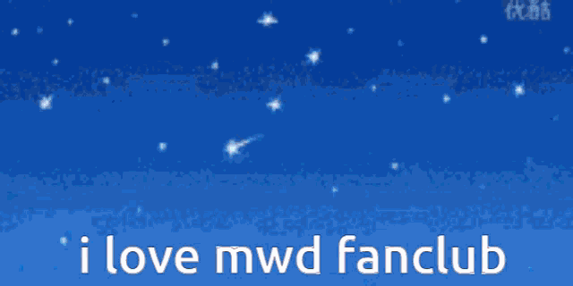 a pixelated image of a girl with blue hair and the words i love mwd fanclub