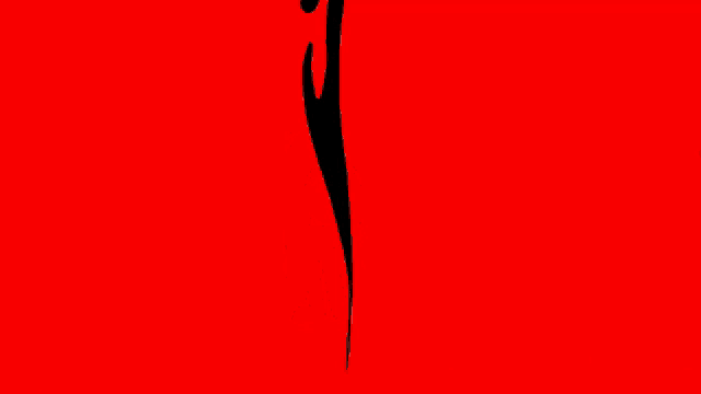 a cartoon character with a red background and a black silhouette